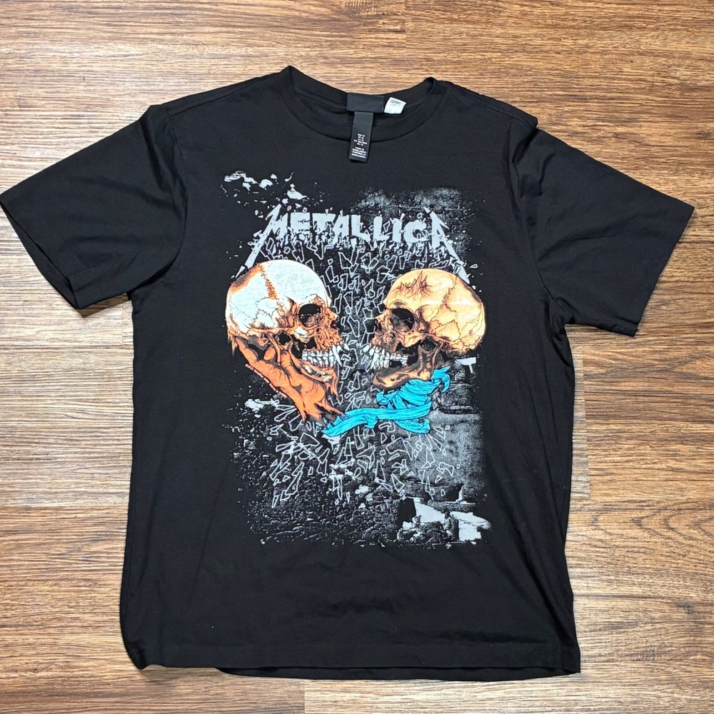 Metallica H&M Skull Graphic T-Shirt Men's M Black 2021 Heavy Metal Band Tee